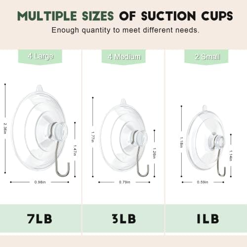 RELBRO Suction Cup Hooks Set 10 Pcs Clear Large Medium Small