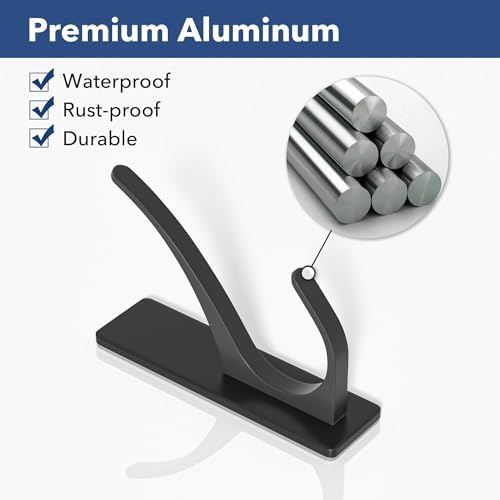 Self Adhesive Coat Hooks 10 Pack Matt Black Heavy Duty