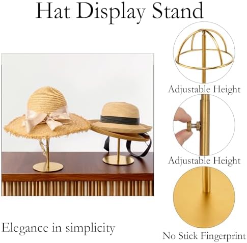 2PCS Adjustable Height Stainless Steel Hat Stand Display