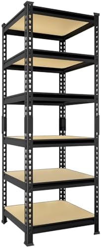 PrimeZone 6 Tier Garage Storage Shelves - Black