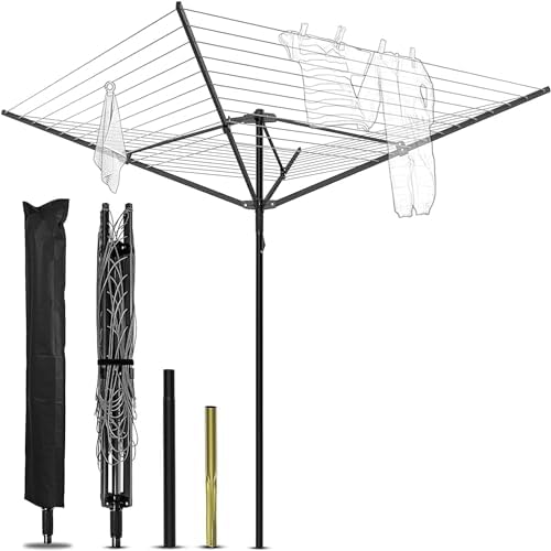 Nisorpa Outdoor Umbrella Drying Rack with 165 Feet Clothesline