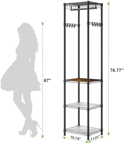 R1 Heavy Duty Clothes Rack with Storage Shelves Black