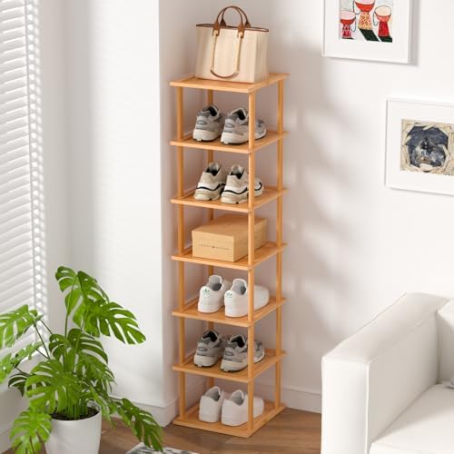 Bamboo 7 Tier Free Standing Shoe Rack for Entryway Closet