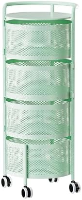 4-Tier Rotating Metal Storage Rack with Drawers