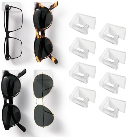 MELEN Adhesive Sunglass Wall Organizer 8-Pack - Clear
