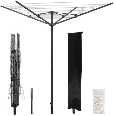 Rotary Clothes Drying Rack with 12 Lines and 165 Feet Drying Space