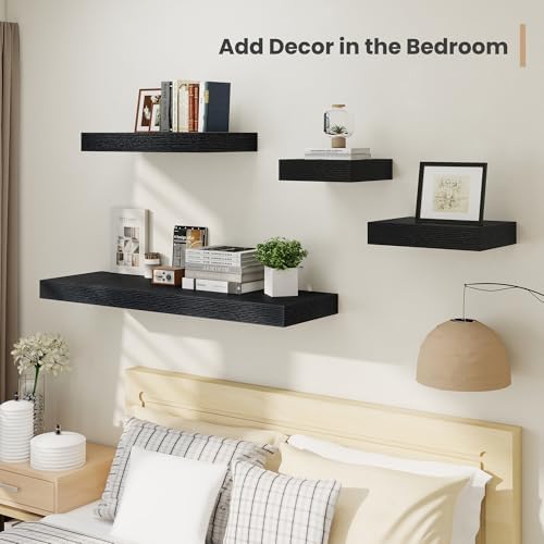 12 Inch Deep Floating Shelves 2Pack Black
