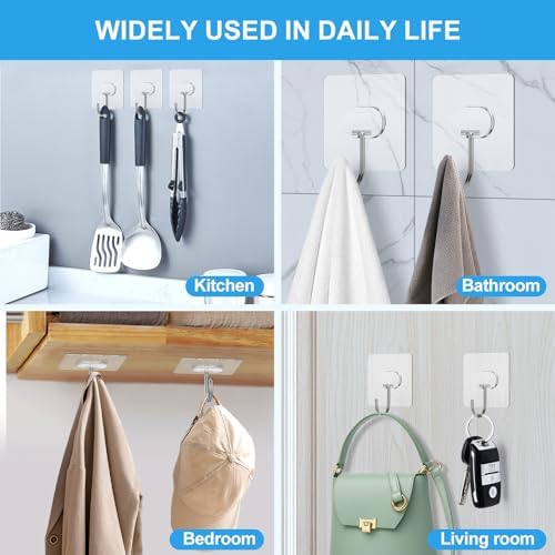 Large Heavy Duty Self Adhesive Hooks 8 Pack