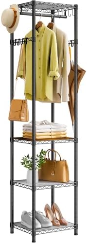 R1 Heavy Duty Clothes Rack with Storage Shelves Black