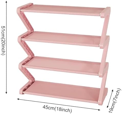 4-Tiers Simple Shoe Rack with Non-Woven Fabric Pink