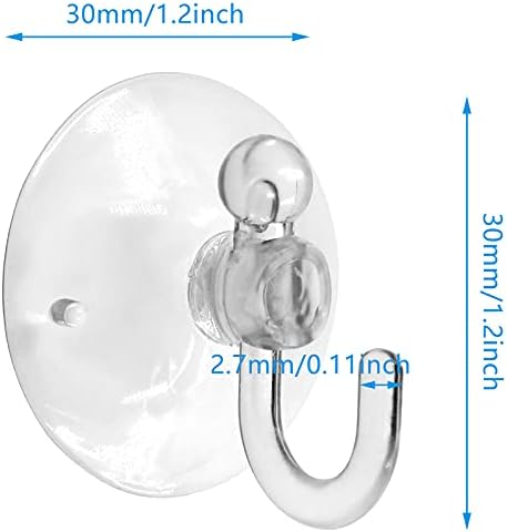 Piutouyar 20Pcs Clear Suction Cup Hooks 30mm Plastic Sucker Pads for Home Use