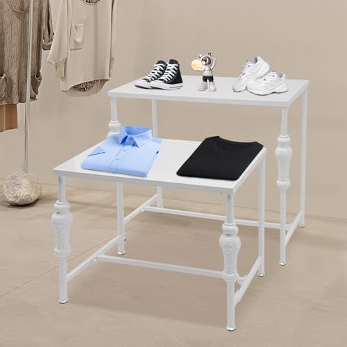 2 Pcs Free Standing Shoe Racks Metal Retail Display Tables