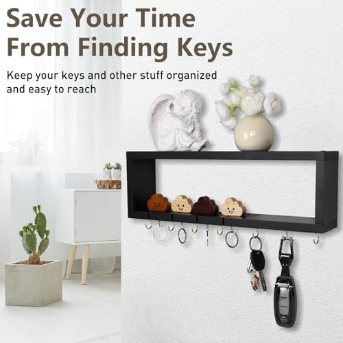 MOFASVIGI Wall Mount Key Holder with 4 Cloud Key Chains and 7 Hooks