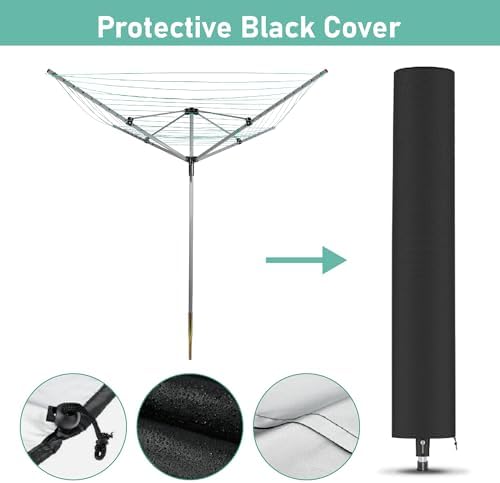 Outdoor Umbrella Drying Rack with 4 Arms and 165 Feet Clothesline