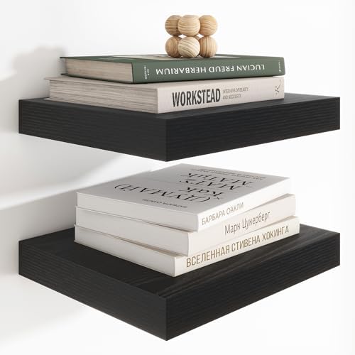 12 Inch Deep Floating Shelves 2Pack Black