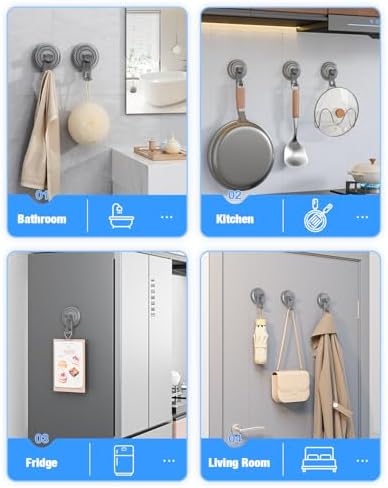 JOTPE Heavy Duty Suction Cup Hooks for Shower Kitchen Glass