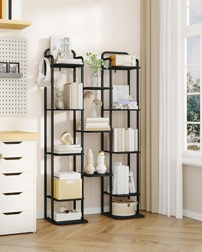 8 Tiers Vertical Shoe Rack Narrow Black Adjustable Corner Storage