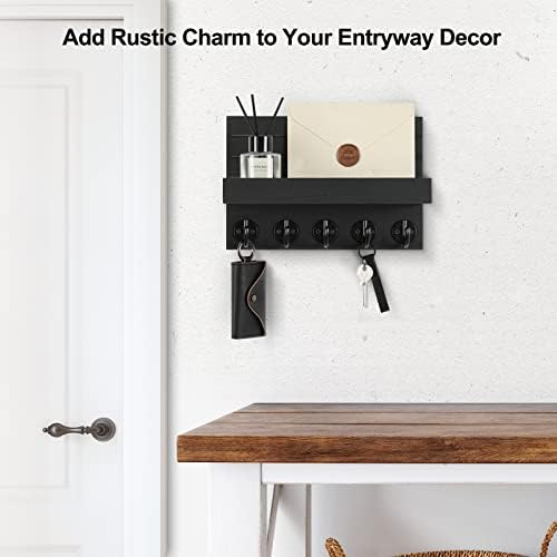 Lwenki Key Holder with Wall Shelf and Hooks