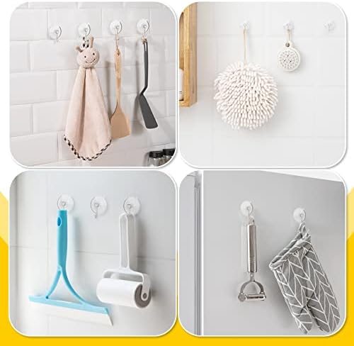HangerSpace Suction Cup Hooks 8 Pack 25 Inch Clear PVC with Metal Hooks