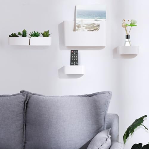 Poeland Floating Shelf Wall Mounted Non Drilling Adhesive 8pcs Bathroom Organizer