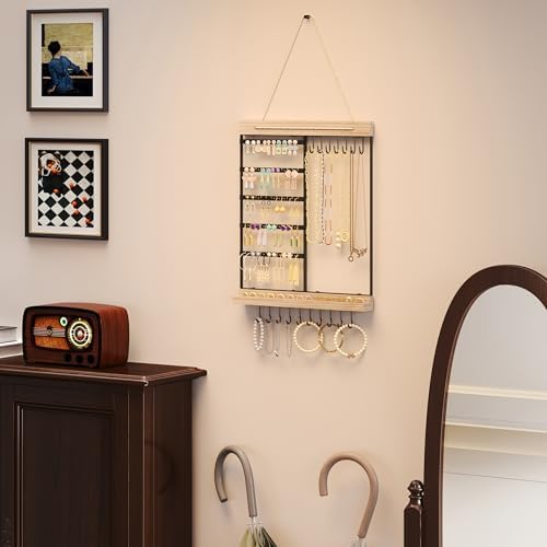 Feyejade 5-Tier Wall Jewelry Organizer Black