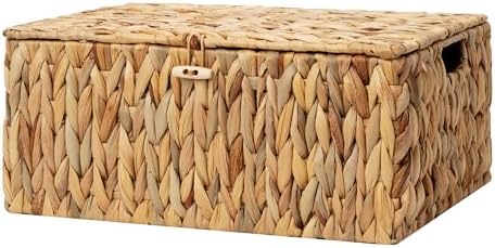 StorageWorks Extra Large Wicker Baskets with Lid for Organizing