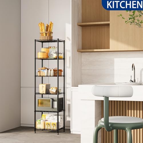 REGILLER 6-Way Adjustable Steel Shelving Unit Black