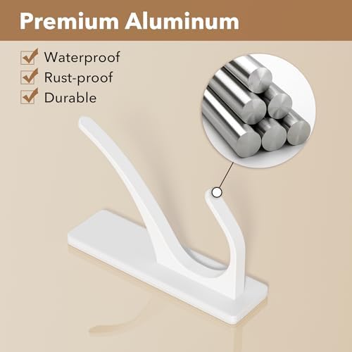 Self Adhesive Coat Hooks Heavy Duty Stainless 6 Pack White