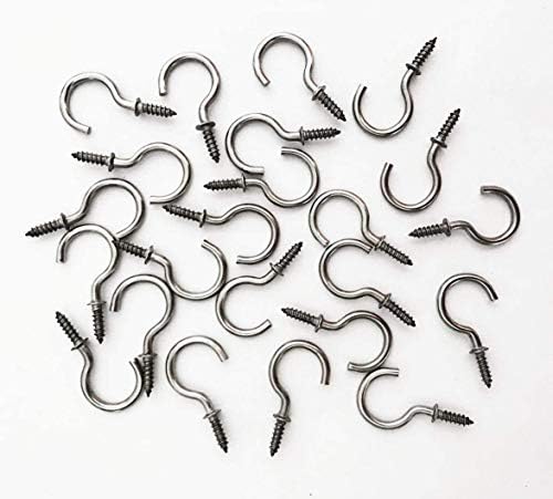 50 Pcs 304 Stainless Steel Screw Ceiling Hooks 78 Inch Cup Hooks for Indoor and Outdoor Use