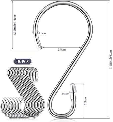 Hotop 36 Pcs S Shaped Hooks Stainless Steel