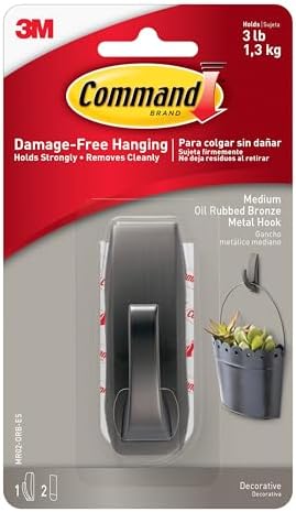 Command Medium Modern Reflections Metal Hook Holds 5 lb Oil Rubbed Bronze