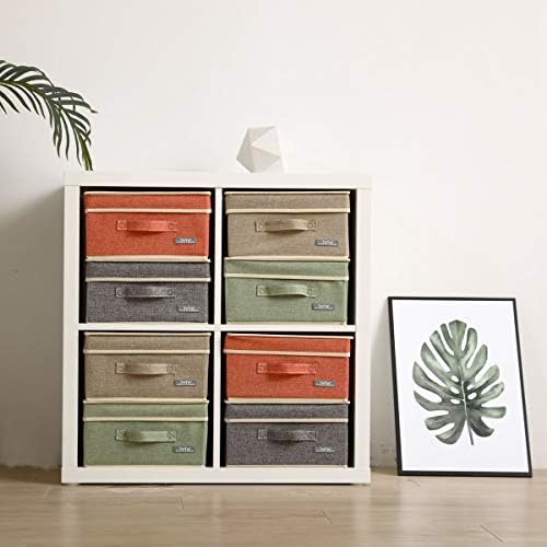YueYue 4 Pack Lidded Fabric Storage Boxes with Handles