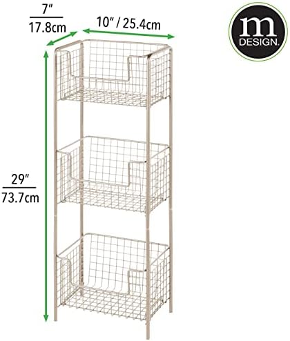 mDesign Steel 3-Tier Bathroom Storage Organizer Tower Rack