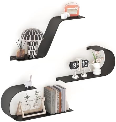 Butunita Black Floating Shelves Set of 3