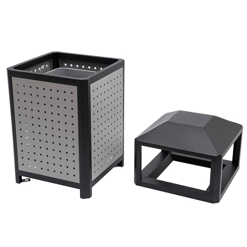 Commercial Waste Container Trash Can with Ashtray - 15 Gallon Stainless Steel