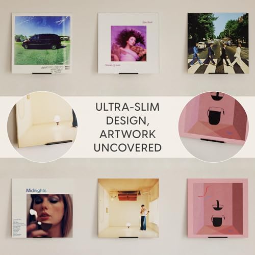 Vinyl Record Display Shelf - 6 Wall Mount Holders for Floating Display