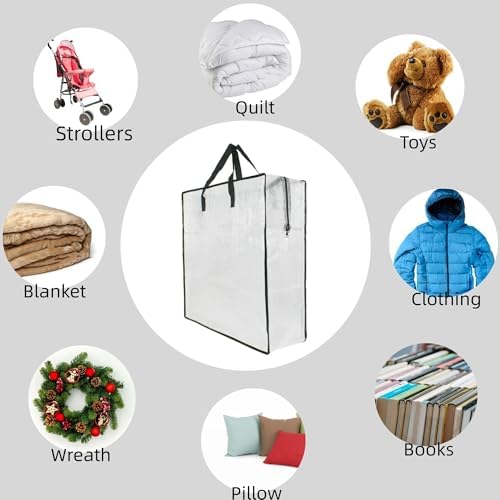 5 Pack Clear Storage Bags with Handles and Zippers