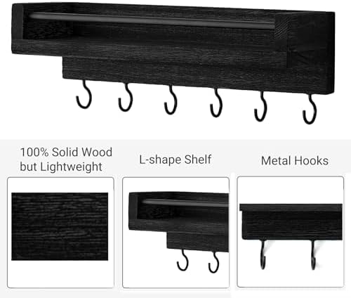 Mkono Key Holder Wall Mounted 95 Inch Rustic Shelf