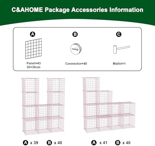 CAHOME Wire Cube Storage 12 Units Pink