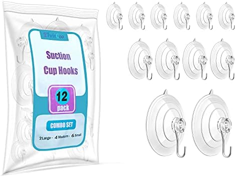 ETwinCoo All-Purpose Suction Cups Hooks Combo Set 12 Pack