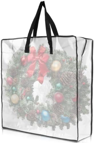 Rainflow Clear Wreath Storage Bag - 24 Inch Heavy Duty Zipper Container