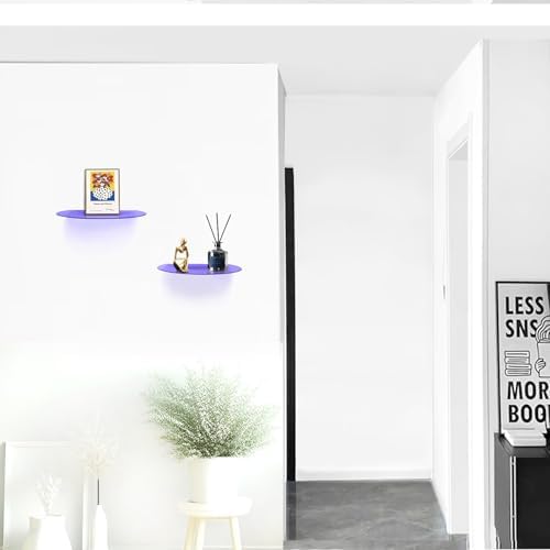 SetGame 2 Pack Acrylic Wall Shelves Purple 12 Inch Floating Storage