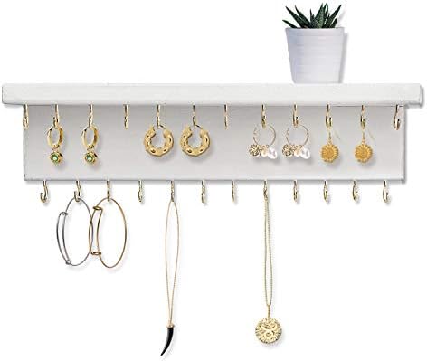 Sany Dayo Home Jewelry Organizer with 30 Hooks and Cosmetics Shelf