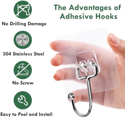 Lsnisni 20 Pack Heavy Duty Adhesive Hooks