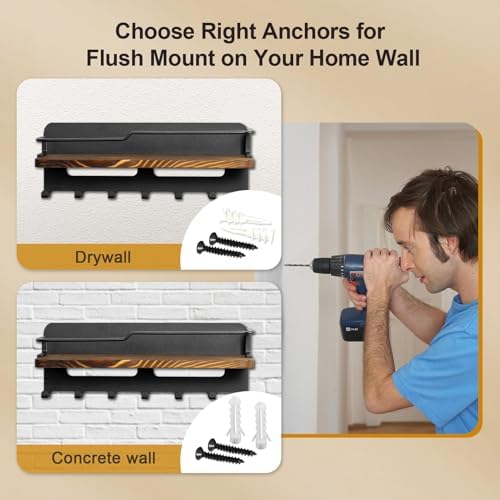 Key Holder for Wall with Floating Shelf Black