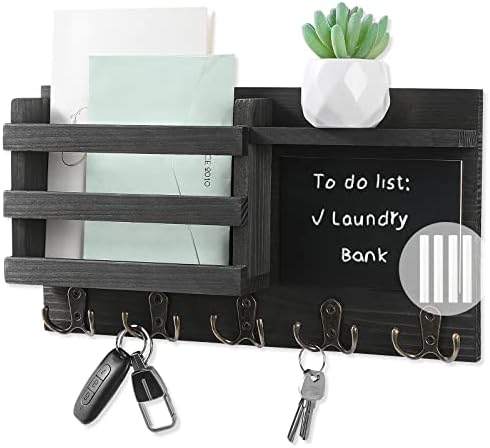 HRONRAD Wall Key Holder with Floating Shelf and Chalkboard