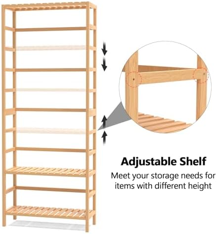 VASMIA 6-Tier Bamboo Shelf Bookcase Storage Unit