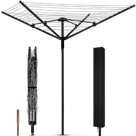 Heavy Duty Outdoor Umbrella Drying Rack with 12 Lines