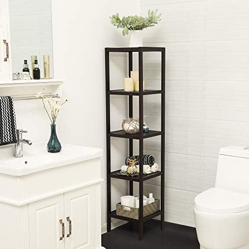 SONGMICS 5-Tier Bamboo Shelf Unit - 13x13x575 Inches