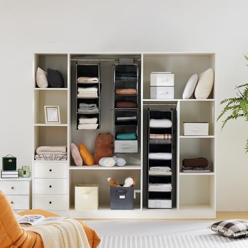 YOUDENOVA 4-Shelf Hanging Closet Organizer Grey